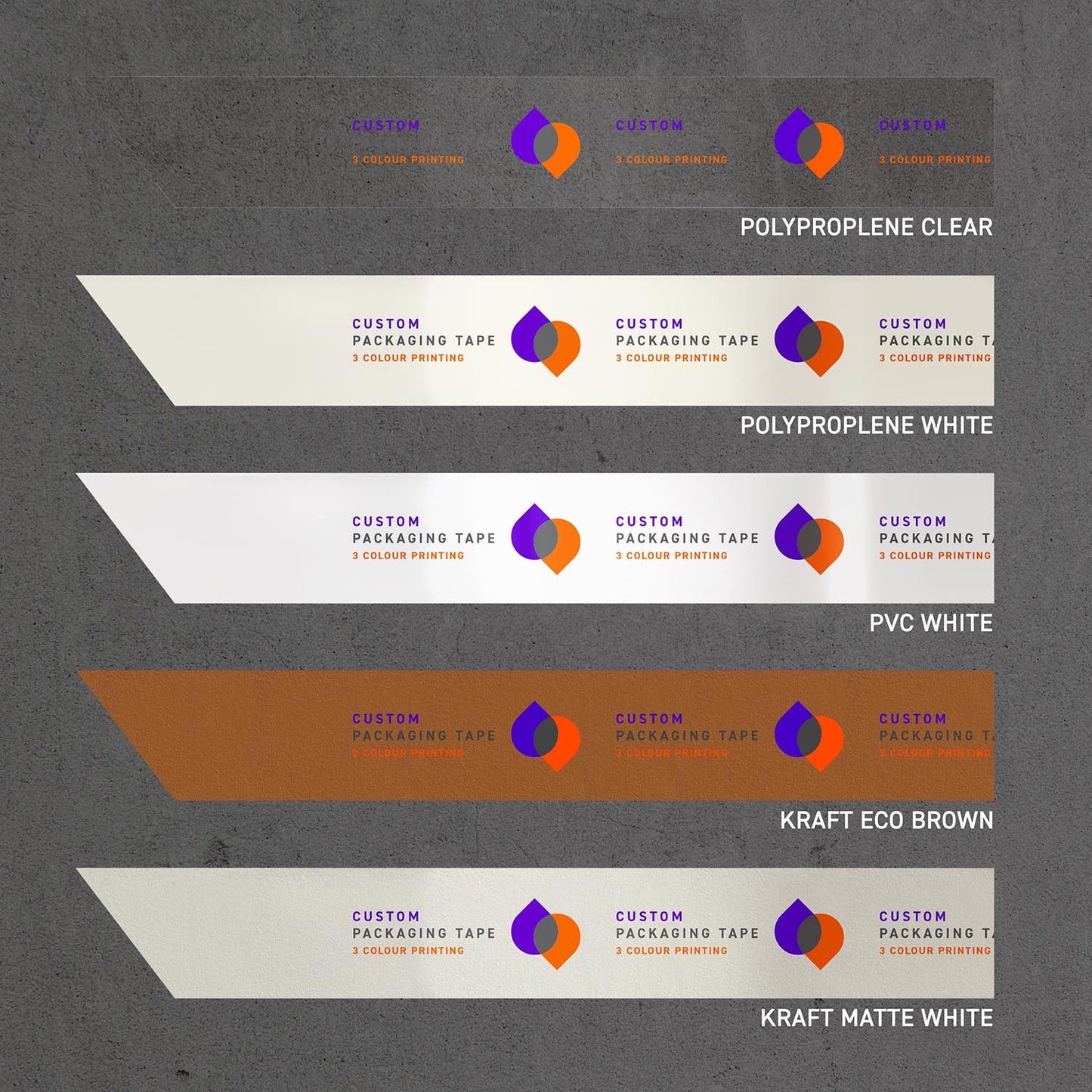 Custom packaging tape types 3 colour